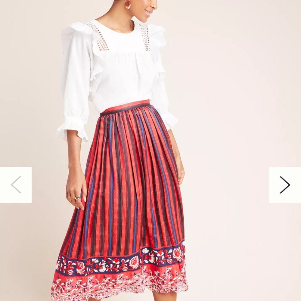 Anthropologie  payal jain ansel embroidered midi skirt size 4